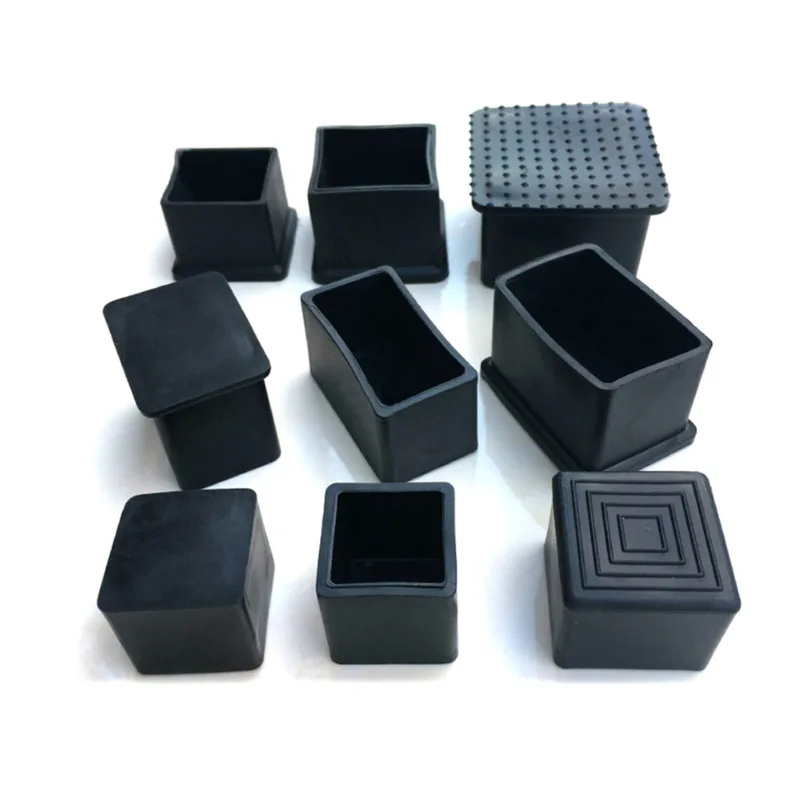 Outdoor Furniture Leg Protectors - Black Chair Leg Caps Square Rectangle